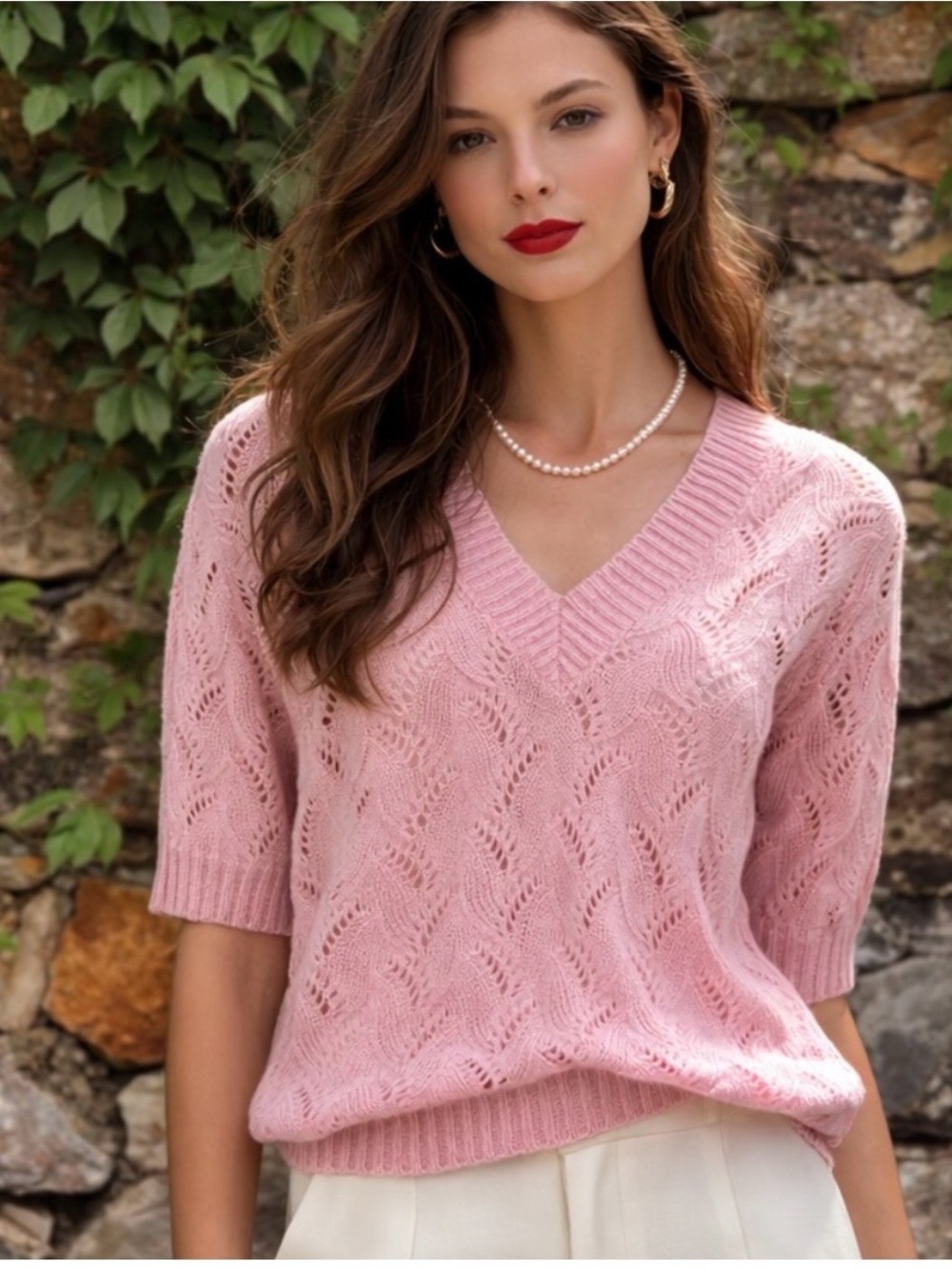 VINTAGE KENNETH TOO PLUS Old Money Quiet Luxury Pink Cabled Lightweight Sweater,